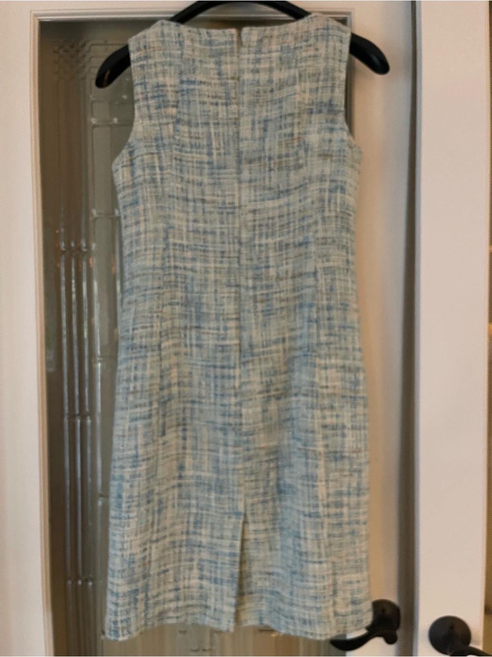 Talbots Blue Pastel Cotton Tweed Sheath Dress Size 10 Sleeveless Pencil Career - Picture 3 of 9